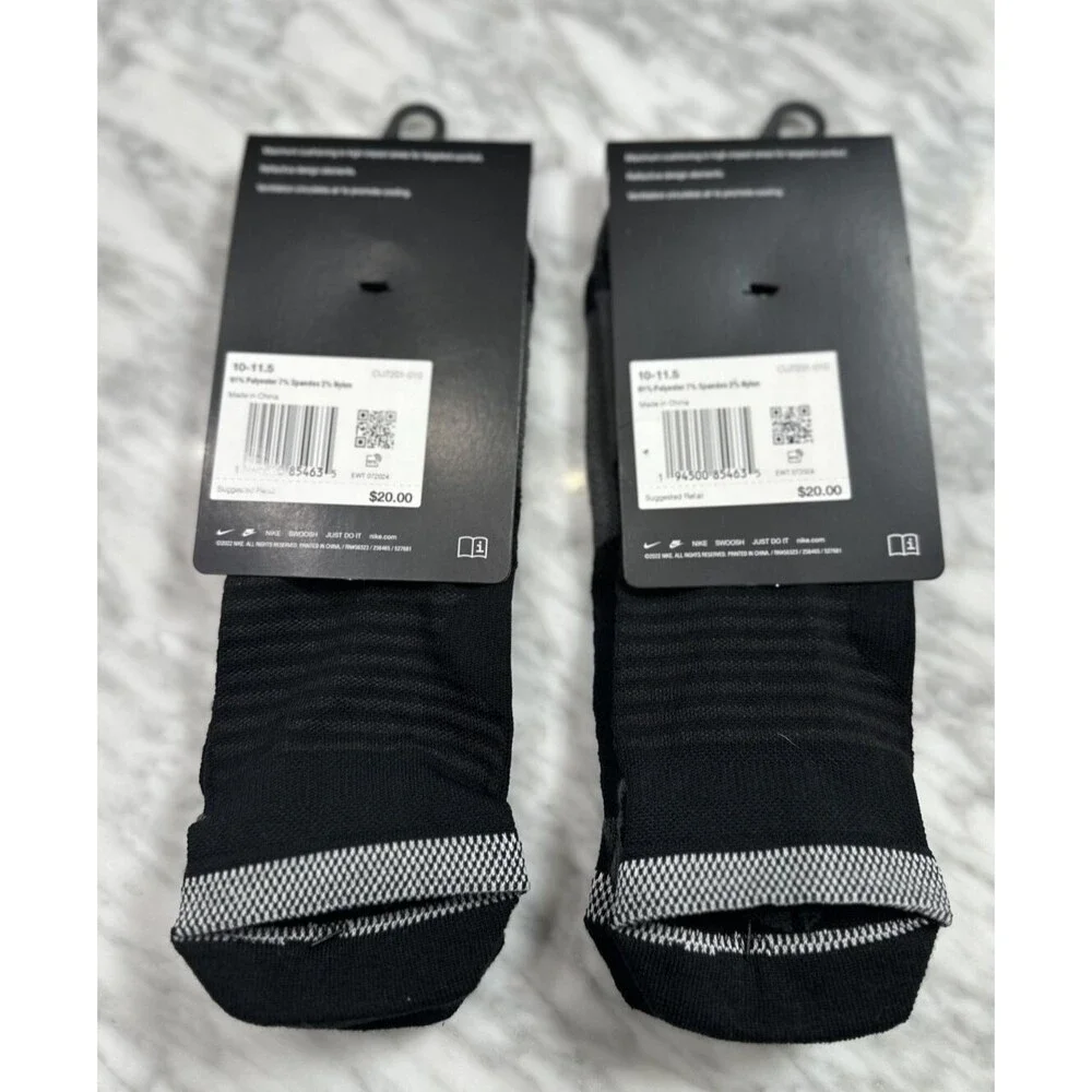 Nike Spark Cushioned No show running Dri-fit Socks 10-11.5 black CU7201 2 Pair